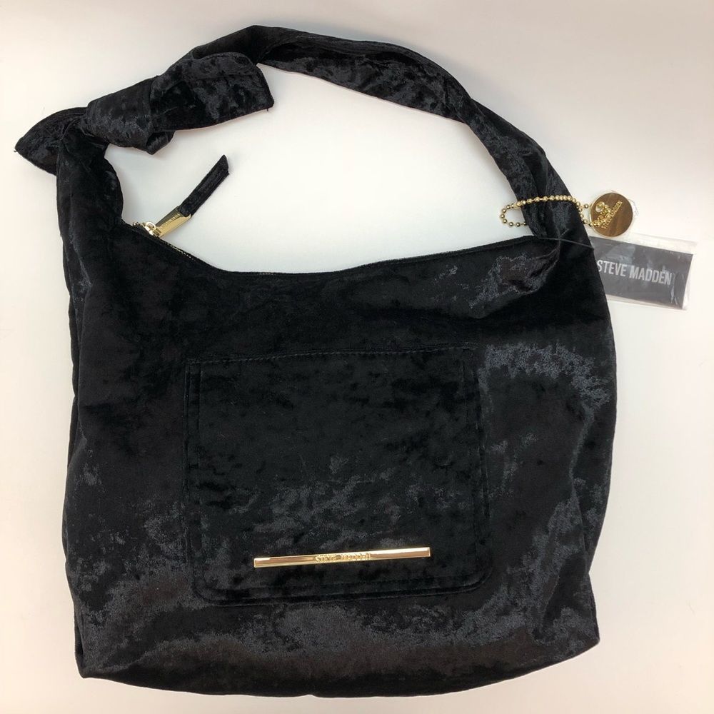 Steve Madden black velour hobo bag NWT - Picture 1 of 7